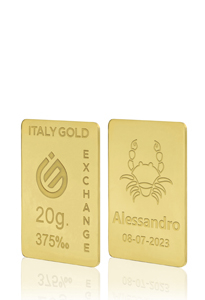 Lingotto Oro segno zodiacale Cancro 9 Kt da 20 gr. - Idea Regalo Segni Zodiacali - IGE: Italy Gold Exchange